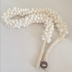 White Shell Necklace with Brown Bead